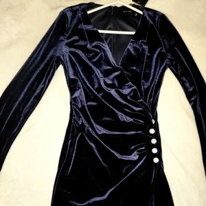 NEW Women's Do+Be Royal Blue Velvet Wrap Evening Dress